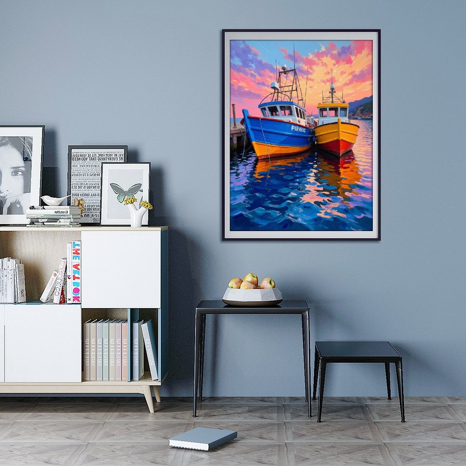 Diamond Art Kit for Adults, Boats Sunset Color Reflection Water Diamond Painting for Adults Beginners, DIY Diamond Art Painting Kits, 5D Diamond Painting Crafts for Home Decor 12x16 Frameless