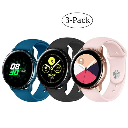 Amerteer 3Pack For Samsung Galaxy Watch Active 2 Replacement Silicone Quick Release Stylish Sport Wrist Band Straps Wristbands Bracelet Watch Band