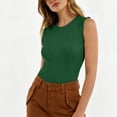 thumbnail image 3 of ClodeEU Women's Ribbed Crew Neck Sleeveless Tank Top, Trendy Casual Slim Fit Top for Summer Green,Women's Plus S, 3 of 6