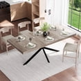 thumbnail image 1 of 55.11" - 70.86" Retro Rectangular Extendable Dining Table with Hidden Storage, Grey Carole Top With Same Color Embossed Center Plate,for Dining Room, Kitchen & Living Room,Gray, 1 of 12