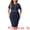 Navy Blue, variant on Plus Size Button Crew Neck Bodycon Pencil Dress 1X Navy Blue