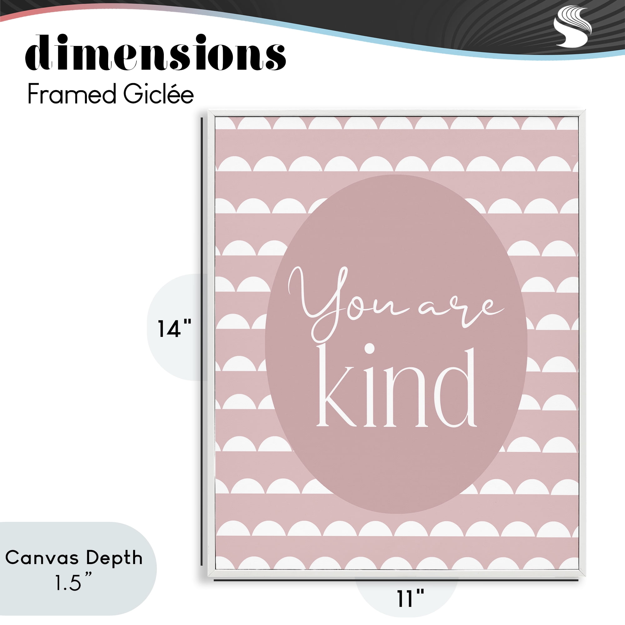 Stupell Industries You Are Kind Blush Pink White Framed Giclee Art, design by Christine Simpson Art