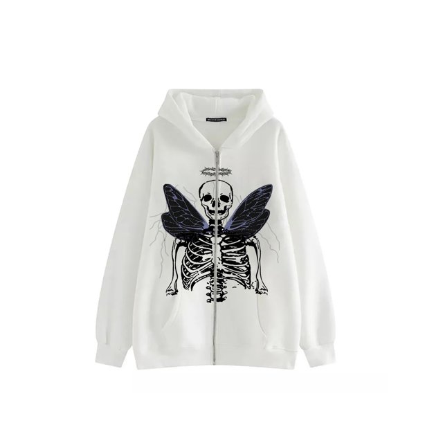 VISgogo Mujer Hombre Otoño Sudadera con Capucha, Estampado de Esqueleto Sudadera con Capucha de Manga Larga con Cremallera Completa y Bolsillos, M/L/XL/XXL/XXXL VISgogo moda