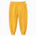 thumbnail image 2 of 1-2T Toddler Kids Boys Pants Fleece Lined Thick Straight Leg Elastic Waist Cozy Sweatpants with Side Pockets Fall Winter Casual Wear for Boys 3-12 Years,Yellow, 2 of 4