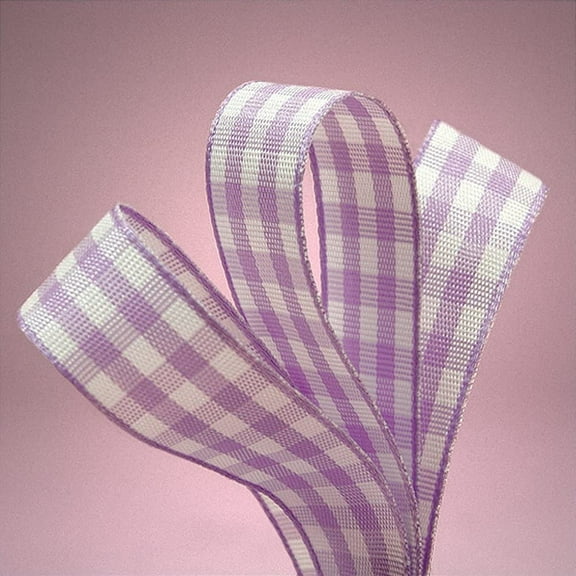 Purple and White Gingham Ribbon - 3/8in. Width - 25 Yards (57018780)