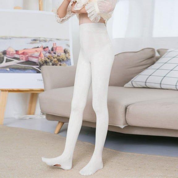 ATOGUTA 3T-12 Ballet Tights for Girls & Toddler Ankle Support Girls Dance Tights Elastic Soft Girls Tights for Uniforms, Dresses White
