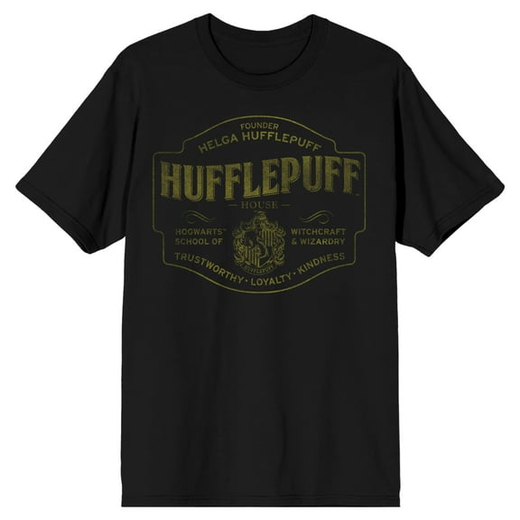 Mens Harry Potter Hufflepuff Hogwarts House Black Graphic Tee-Medium