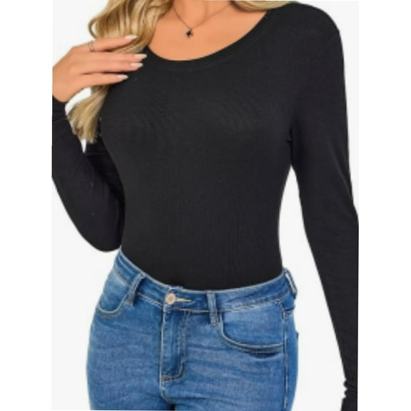 Women's Shirt Round Neck Fitted Top Casual Bottom Shirt Slim Basic T Shirt