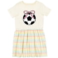 thumbnail image 3 of Inktastic Girls Soccer Ball Coquette Bow Girls Toddler Dress, 3 of 5