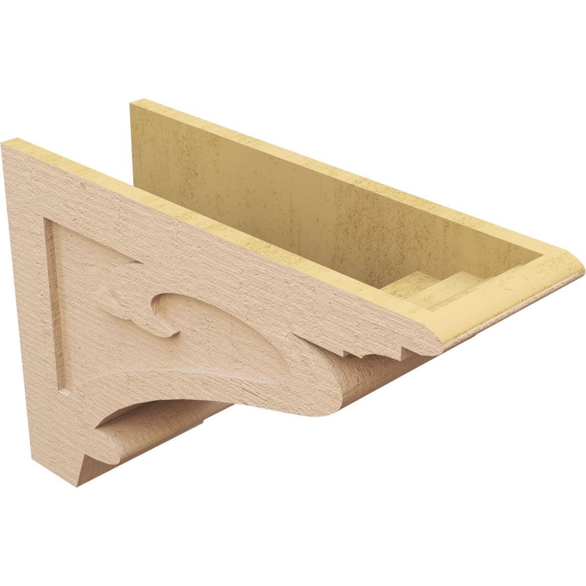 9"W x 27"D x 18"H Classic Mayflower Rough Cedar Woodgrain TimberThane Corbel, Primed Tan