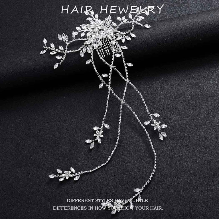 Crystal Bride Wedding Hair Comb Leaf Bridal Headpieces 