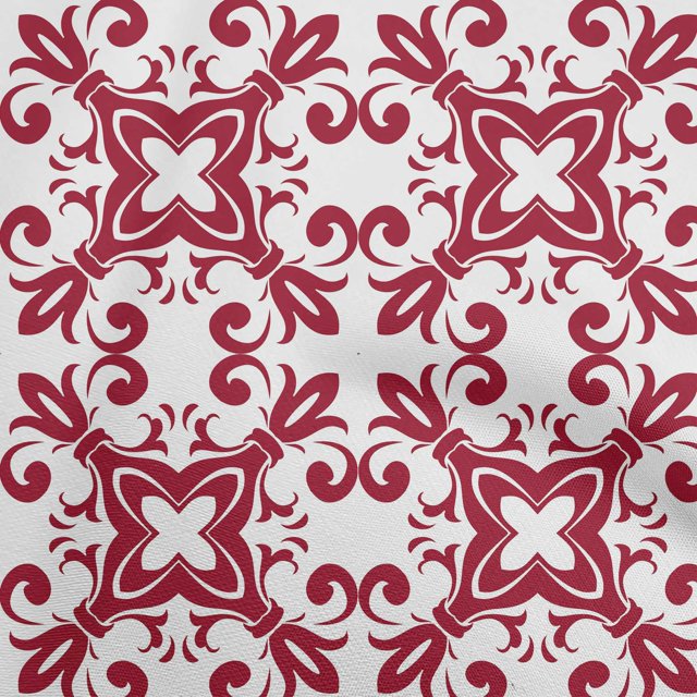 oneOone Polyester Spandex Maroon Fabric Asian Block Floral Sewing Craft Projects Fabric Prints By Yard 56 Inch Wide-0O