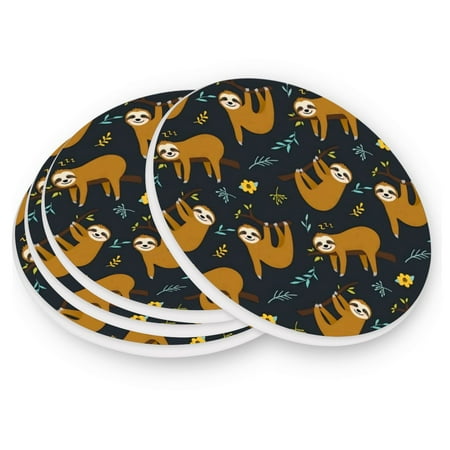 

Round Coasters Modern Style Ceramic Coaster Waterproof and Durable Drink Coaster Coasters set of 4 Customizable Coasters 2pcs Cute Sloth