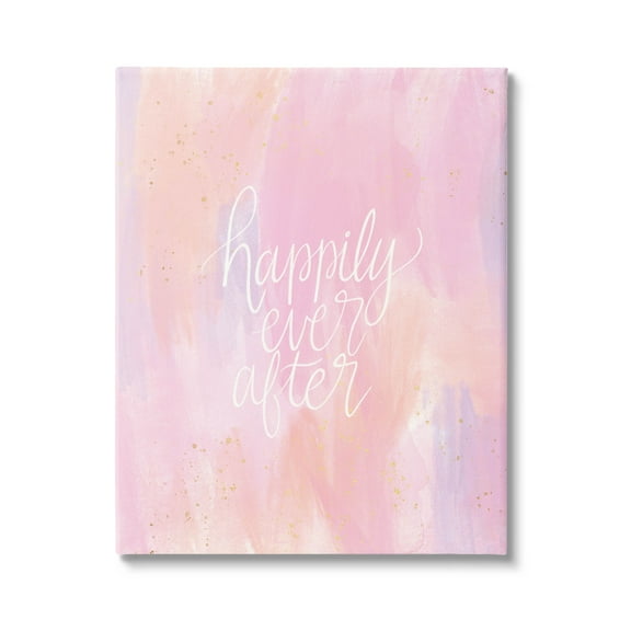 Happily Ever After Pastel Romance Inspirational Graphic Art Gallery Wrapped Canvas Print Wall Art