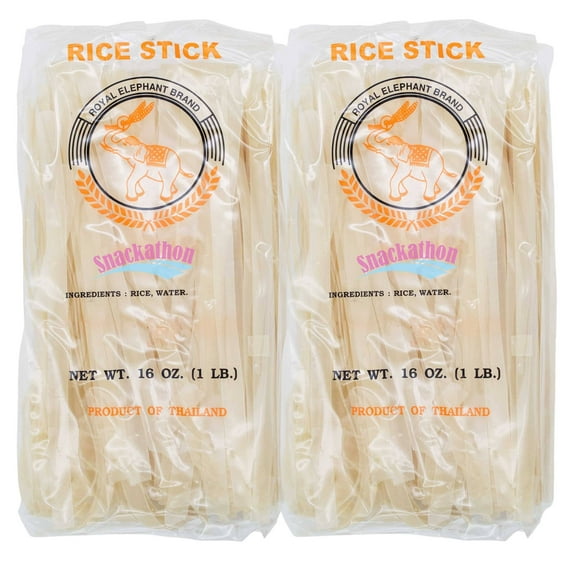 Snackathon Pad Thai Style Rice Stick Noodles, 10 mm Width, 16 oz (Pack of 2)