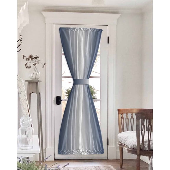Navy Blue Ombre Blackout Curtains, French Door Curtains for Door Window, Blue White Gradient Modern Abstract Art Privacy Drapery for Patio/Sidelight Doors, 1 Panel with Tieback, 25 x 72 Inches