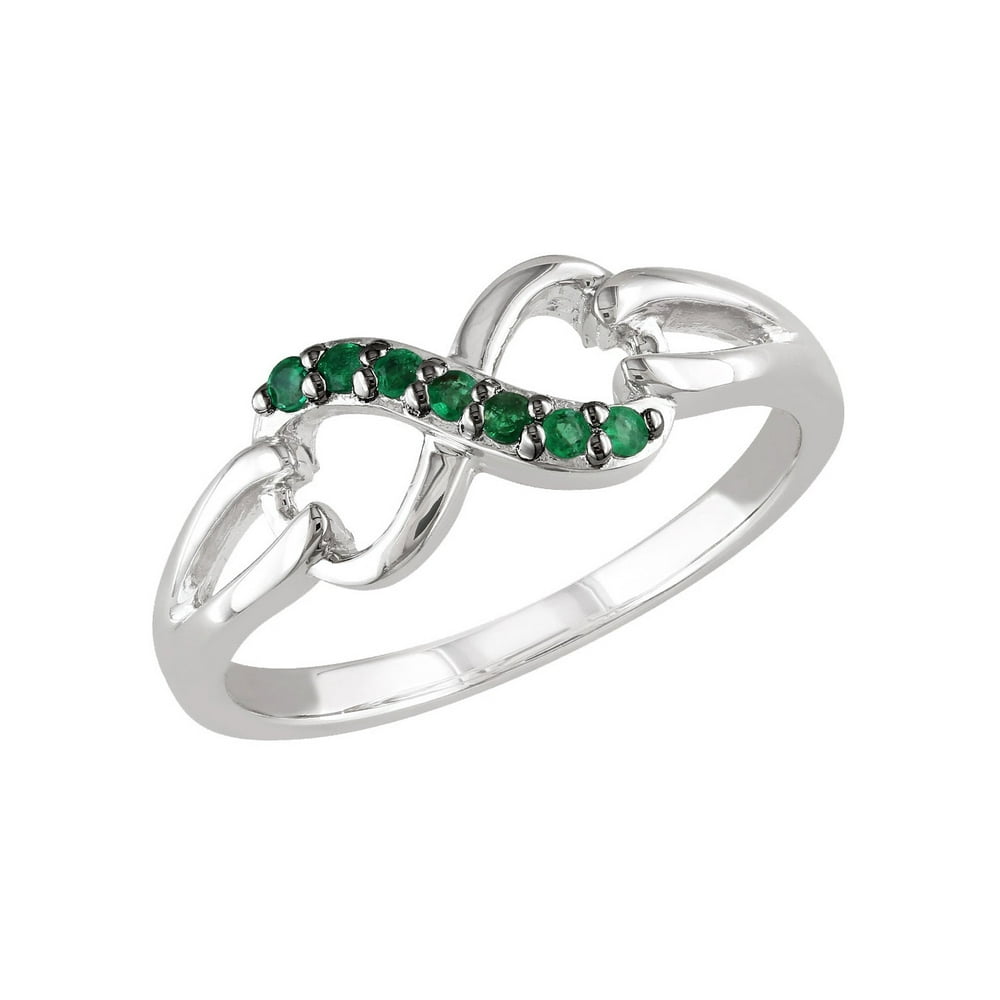 Gem And Harmony Natural Green Emerald Infinity Ring 1/7 Carat (Ctw
