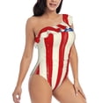 thumbnail image 3 of Sikiie America Flags2 Print Women One Piece Swimsuits Tummy Control One Shoulder Bathing Suits Ruffle Swimwear, From S to XXL-XX-Large, 3 of 6
