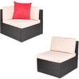Devoko 2 Pieces Patio Sectional Set Outdoor Rattan Loveseat with Cushions & Red Pillow, Beige