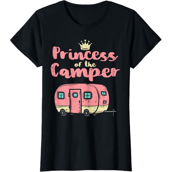 Princess Of Camper Camping Van Trailer RV Women Kids Girls T-Shirt mens t shirt,black,women,funny,misfits,men,journey