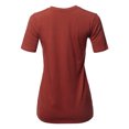 thumbnail image 3 of A2Y Women's Basic Solid Premium Cotton Short Sleeve Crew Neck T Shirt Tee Tops Fired Brick L, 3 of 6