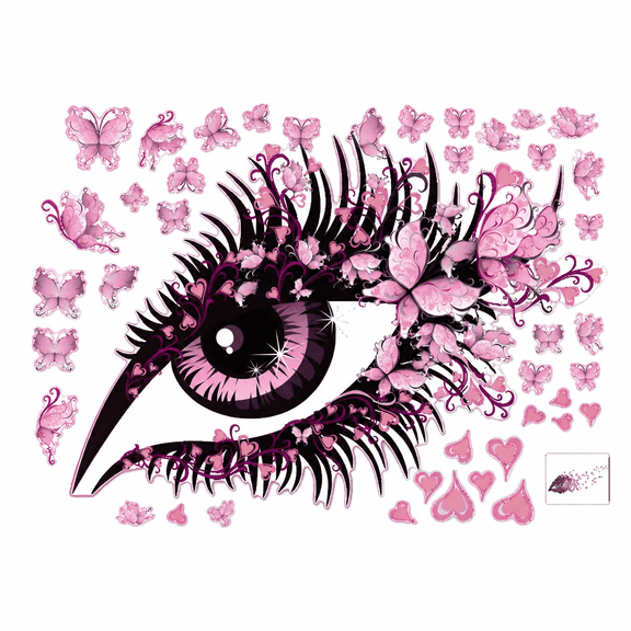 Florenta Pink Eye Butterfly Wall Sticker Living Room Decor Removable Decals Mural