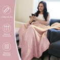 thumbnail image 3 of Catalonia Pink Sherpa Throw Blanket, Snuggle Super Soft Blanket for Girls 50"x60", Comfy Fuzzy Micro Plush Fleece for Sofa Couch TV Bed Reversible Match Color All Season, 3 of 7