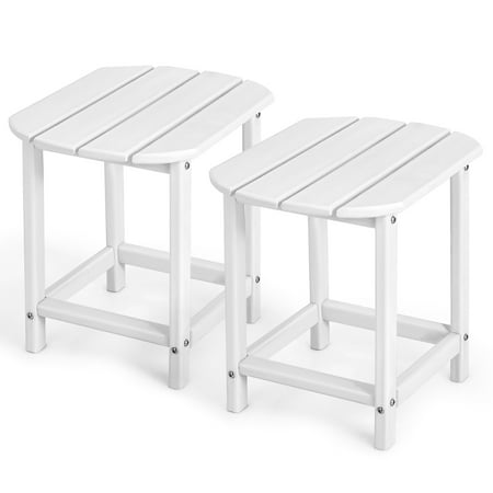 Costway 2PCS 18 Patio Adirondack Side Table Weather Resistant Garden Yard White