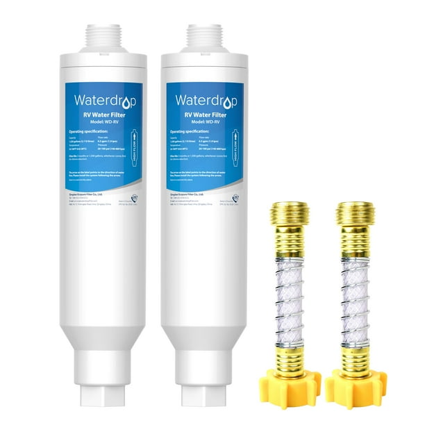 Filtro de agua Waterdrop RV certificado NSF, paquete de 2 con manguera