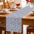 thumbnail image 3 of Baroque Pattern Table Runner, Blue Vintage Abstract Flowers Texture Cotton Linen Kitchen Table Decoration Washable Dining Tabletop Runners for Home Party Decor 13x60 Inches, 3 of 9