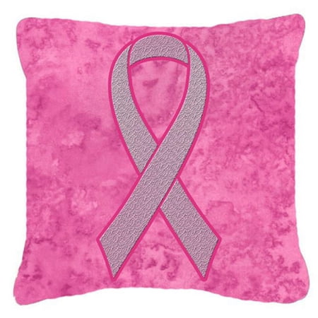 14 x 14 In. Pink Ribbon for Breast Cancer Awareness Indoor & Outdoor Fabric Decorative Pillow