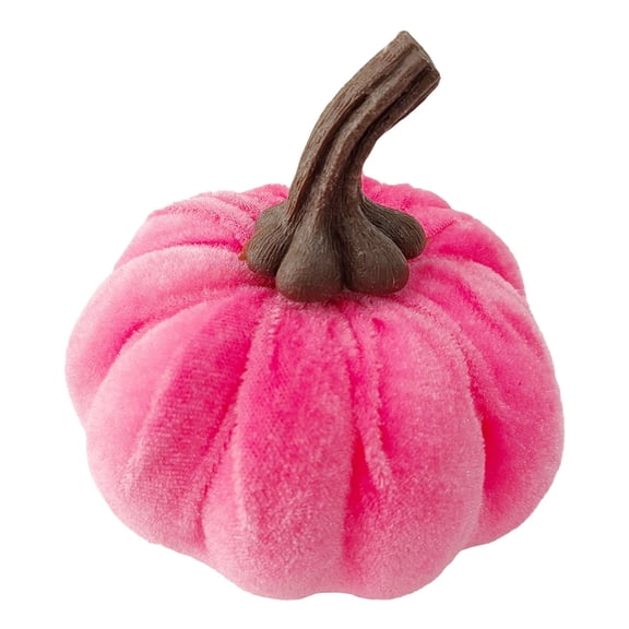 1 Pc Fall Decorations Faux Velvet Pumpkins Decorative Foam Pumpkins Fake Mini Pumpkin Soft Stuffed Artificial Pumpkins Artificial Fake Velvet Pumpkins Decoration for Fall, 3.94"x3.94", Pink