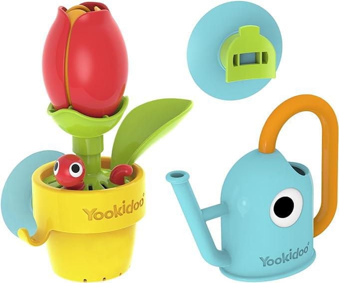 Yookidoo Arrosoir Jouet de Bain pour Bébé (1-3 ans) Arroseur d'abeilles avec 3 pièces mobiles (sans moisissure) - Se fixe à la paroi de la baignoire pour un rangement et un maintien facile des jouets