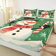 thumbnail image 3 of Manfei Merry Christmas Bed Sheets,Cute Xmas Snowman King Sheets,Green White Red Sheet Set For Kids,Breathable Home Decor,4pcs, 3 of 7