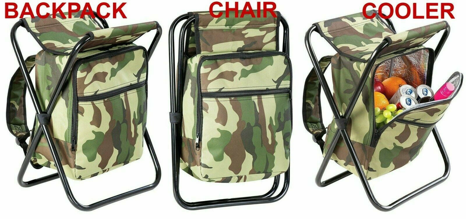 Folding Cooler and Stool Backpack - Multifunction Collapsible