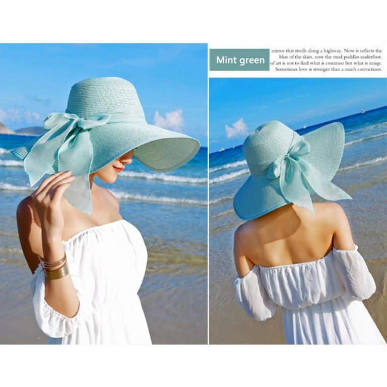 Baywell Womens Big Bowknot Straw Hat Large Floppy Foldable  display picture 1