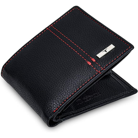 Genuine Leather Minimalist Bifold Wallet for Men Green Credit Card ID Holder Slim Design with RFID Blocking