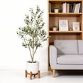 thumbnail image 3 of CQSXDA 5FT Artificial Olive Tree in Black Plastic Pot – Realistic, Full & Lush, No Maintenance, Easy Assembly, Modern Style, 3 of 11