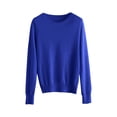 thumbnail image 5 of Holzkary Women's Basic Crewneck Sweater Long Sleeve Pullover Sweater Soft Lightweight Knit Tops 2025 Spring Autumn Winter New Solid Color Knitted Sweater Undercover Style Long Sleeve Blue Xl, 5 of 5