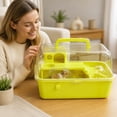 thumbnail image 3 of Mouse Cage with Water Bottle and Play Enclosure, Transparent Small Pet Hamster Cages for Mice Gerbil Hedgehog, Indoor Outdoor Travel Home with Running Wheel, 3 of 6