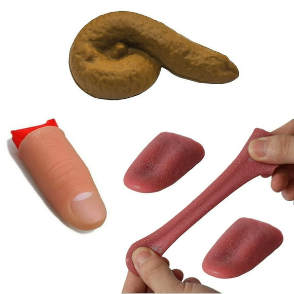 Toy Set Include Realistic Fake Tongue Magic Trick Fake Fingers With Red Silk And Prank Fake Poop Novelty Funny Joke
