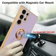 thumbnail image 5 of for Samsung Galaxy S23 Ultra Case with Ring Holder Kickstand [with Magnetic] Soft TPU Shockproof Electroplated Protective Slim Phone Case for Galaxy S23 Ultra Purple Astronaut, 5 of 12
