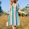 thumbnail image 3 of Blue Coral Stripe Sleeveless Dress dresses for prom cute dress Women's summer long dress, 3 of 7