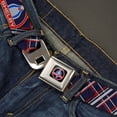 thumbnail image 2 of Carroll Shelby Belt, Seatbelt Buckle Belt, Shelby Cobra Plaid X Navy Gray Red, 34 to 52 Inches, 2 of 9