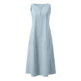 thumbnail image 4 of OSOLU Solid Color Summer Dresses For Women Casual Sleeveless Linen Flowy Beach Vacation Dress With Pockets Fashionable Sundress Dresses For Women 2025 Elegant Classy, 4 of 5