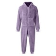thumbnail image 5 of Eiyaclvo Men's Hooded Onesie Pajamas Lightweight Fuzzy Fleece Zip Up Jumpsuit Long Sleeve Long Pants One Piece Pjs, 5 of 6