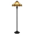 thumbnail image 7 of 60" Bronze Two Light Traditional Shaped Floor Lamp With Orange and Ivory Abstract Tiffany Glass Empire Shade, 7 of 7