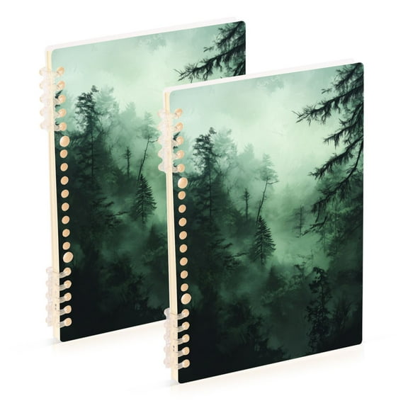 FORMRS 1-Subject Spiral Notebook 8" x 5" College Ruled 60 Refillable Sheet, 2 Pack, Green Forest