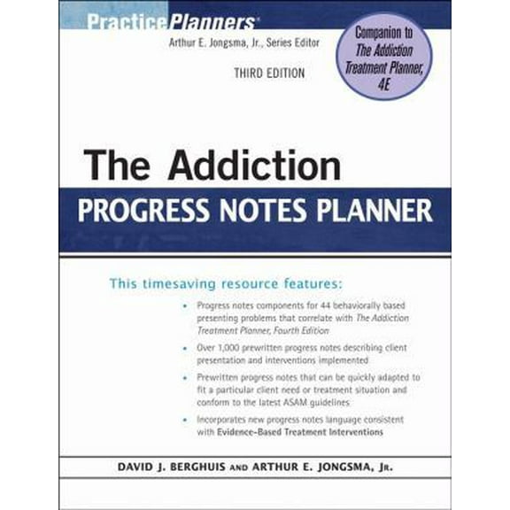 Pre-Owned The Addiction Progress Notes Planner (Paperback) 0470402768 9780470402764