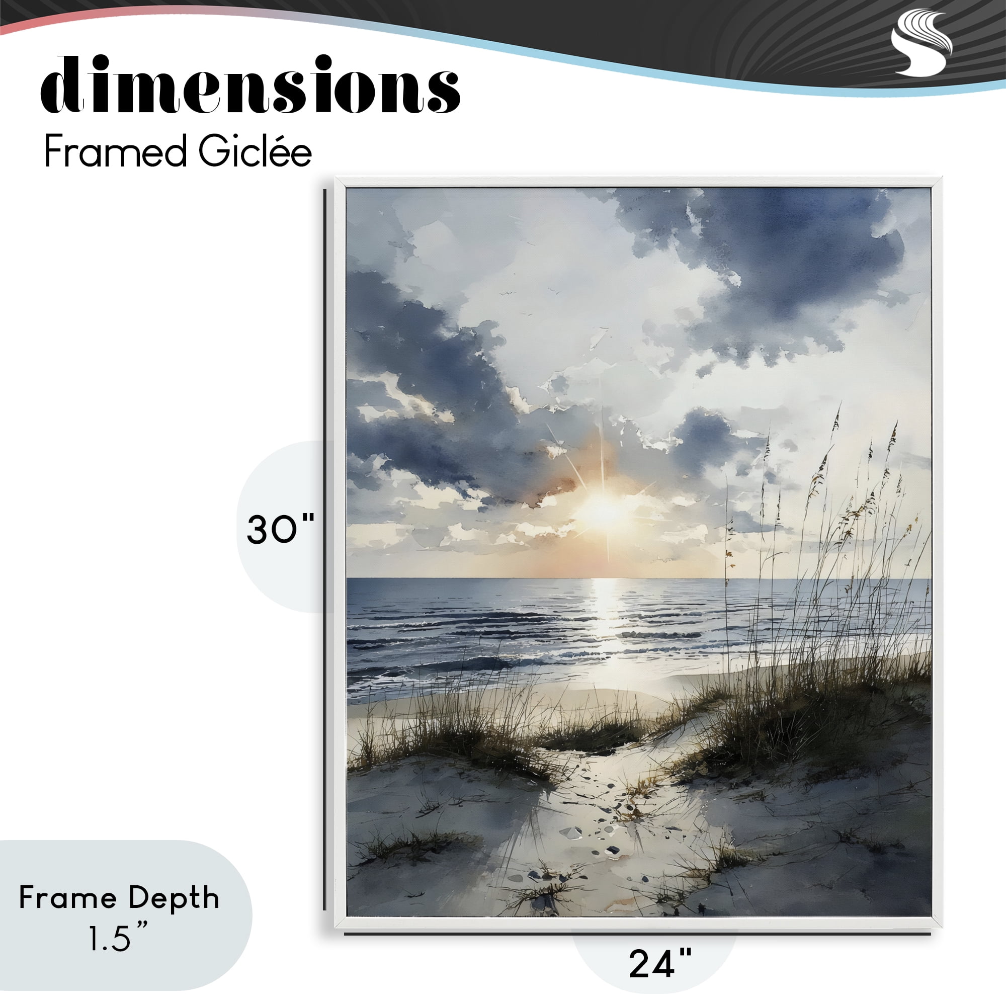 Stupell Industries Ocean Sunrise over Sandy Dunes White Framed Giclee Art, design by Franklyn Gregory